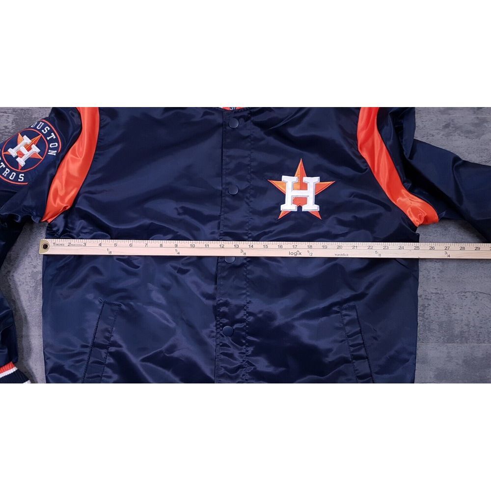 STARTER Houston Astros Button Up Bomber Jacket Mens Size XL Blue Orange‎ - Picture 9 of 10